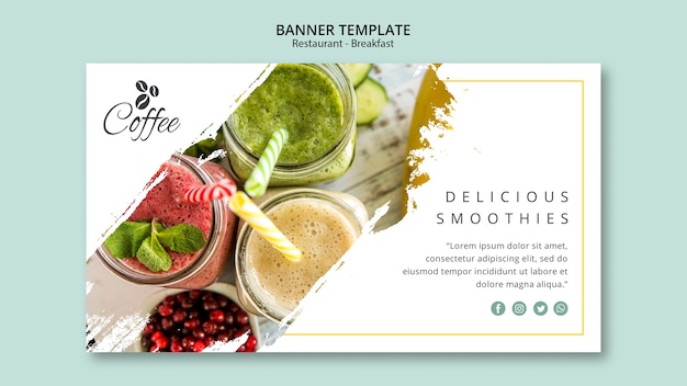 Free PSD breakfast restaurant banner template with photo