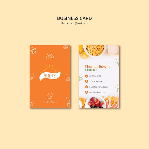 Free PSD breakfast restaurant business card template