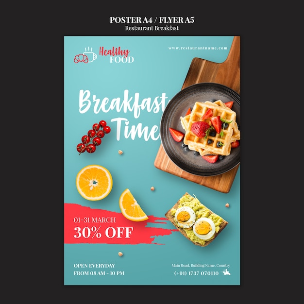 Free PSD breakfast restaurant poster template