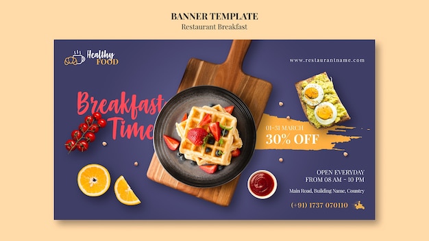 Breakfast time banner template