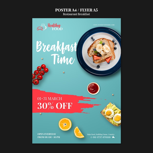 Breakfast time flyer template