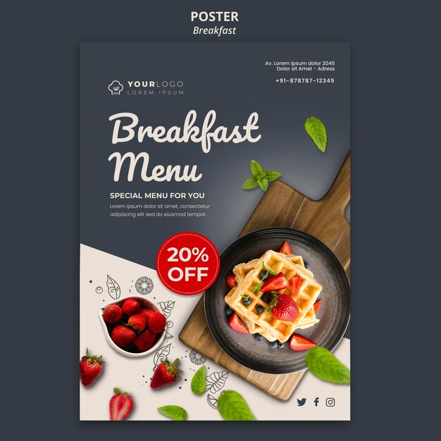 Breakfast time template poster