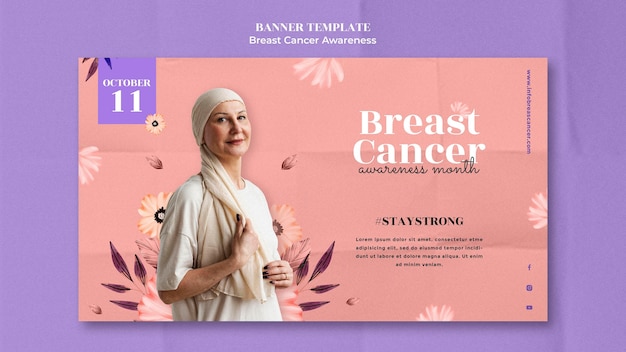 Breast cancer awareness banner design template