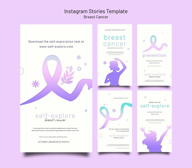 Breast cancer awareness ig stories set