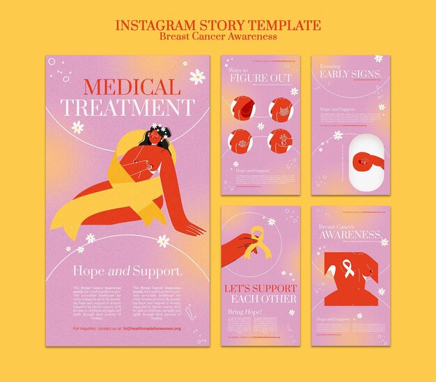 Breast cancer awareness ig stories set