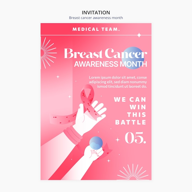 Free PSD breast cancer awareness month invitation template