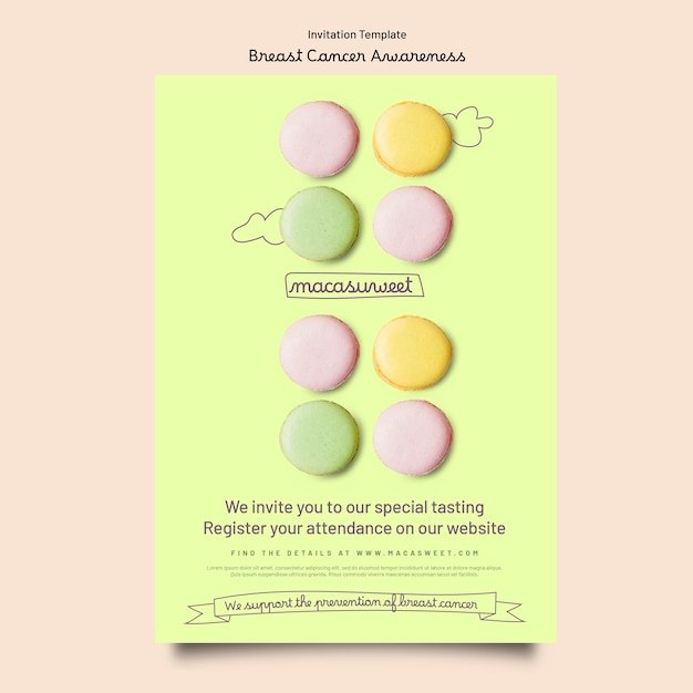 Free PSD breast cancer awareness month invitation  template