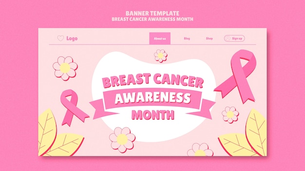 Free PSD breast cancer awareness month  landing page