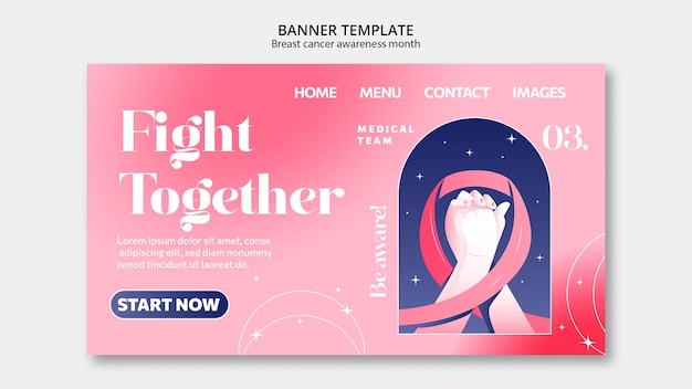 Free PSD breast cancer awareness month  landing page