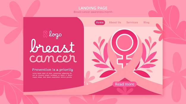 Free PSD breast cancer awareness month landing page