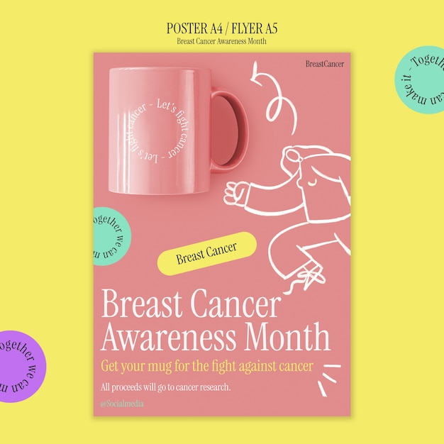 Free PSD breast cancer awareness month poster template