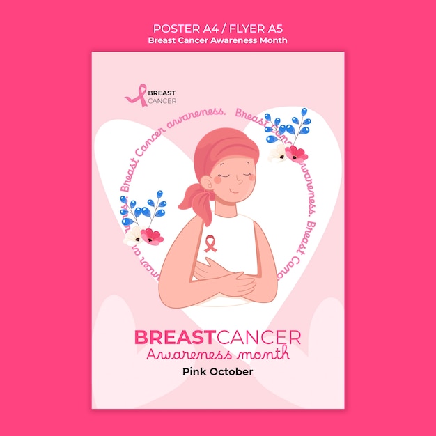 Free PSD breast cancer awareness month poster template