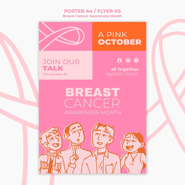 Free PSD breast cancer awareness month template design