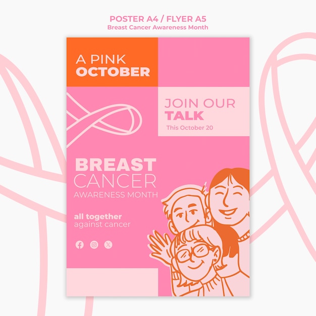 Free PSD breast cancer awareness month template design