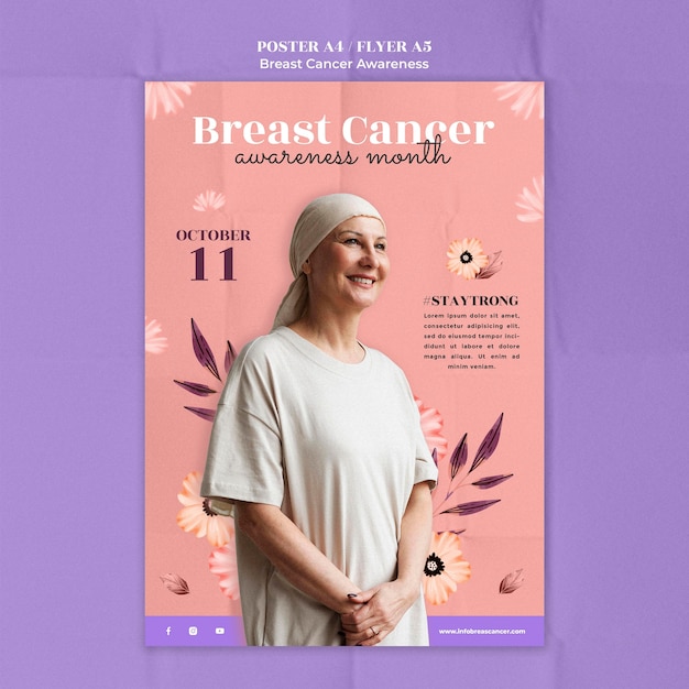 Free PSD breast cancer awareness poster template