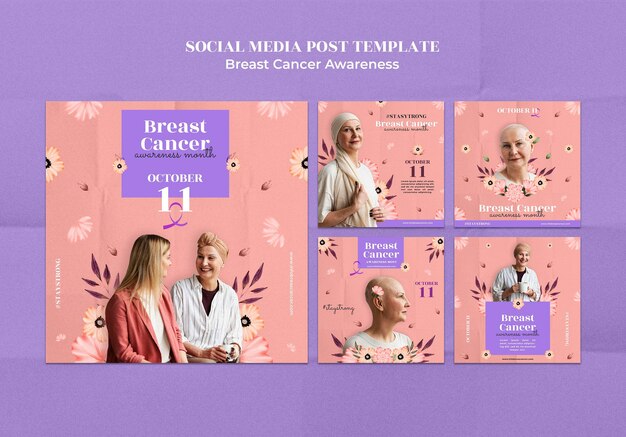 Breast cancer awareness social media post design template