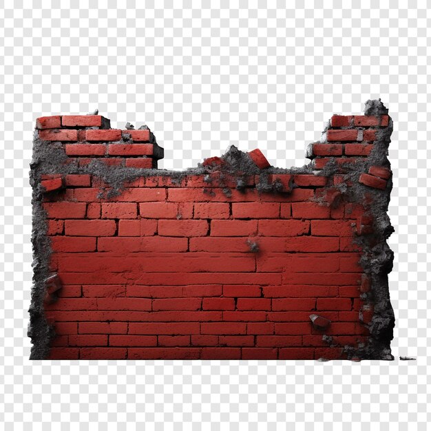 Brick wall and open gap isolated on transparent background