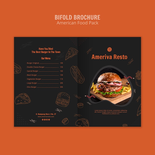 Free PSD brochure template with american food