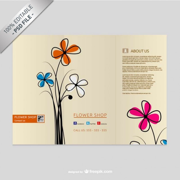 Free PSD brochure template with flowers