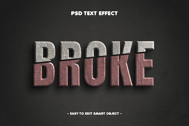 Free PSD broke text effect