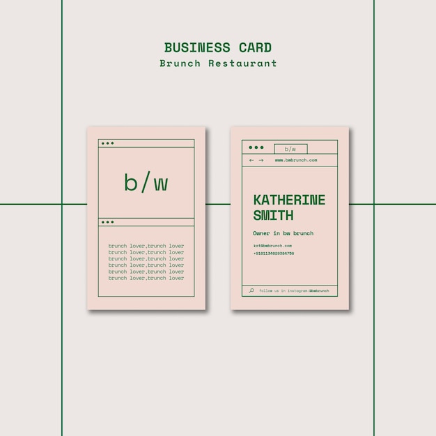 Free PSD brunch restaurant business card template pack