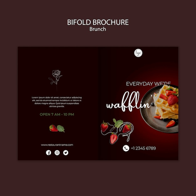 Brunch restaurant design bifold brochure template