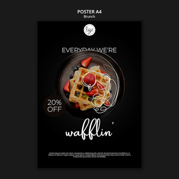 Free PSD brunch restaurant design poster template