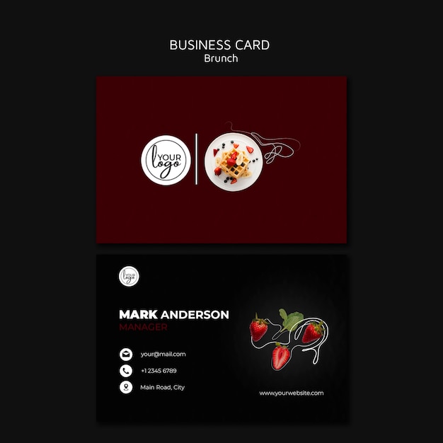 Free PSD brunch restaurant minimalist dark business card