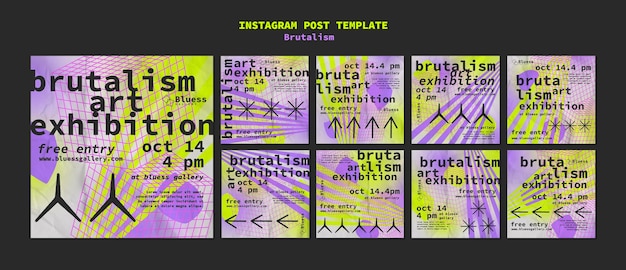 Free PSD brutalism style instagram posts template