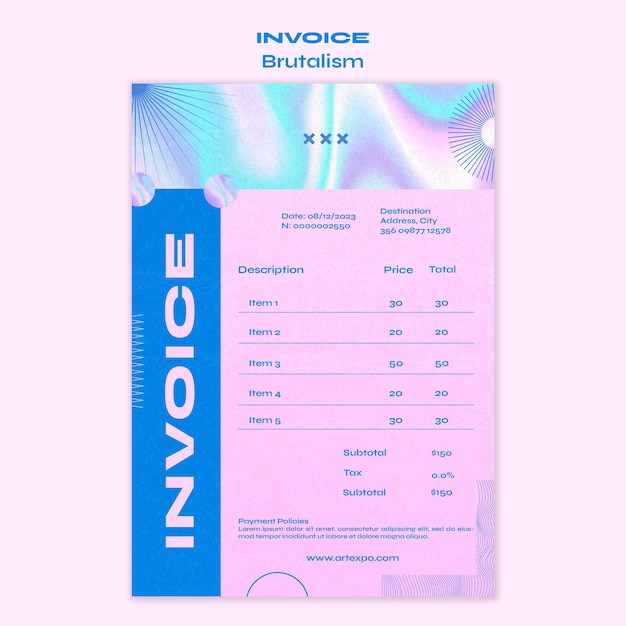 Brutalism style invoice template