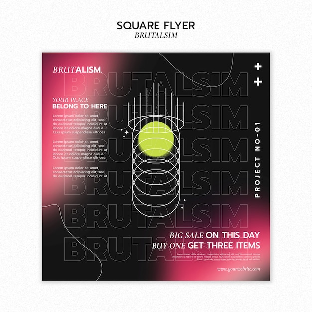 Free PSD brutalism style squared flyer template