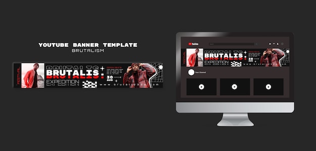 Brutalism style  youtube banner template