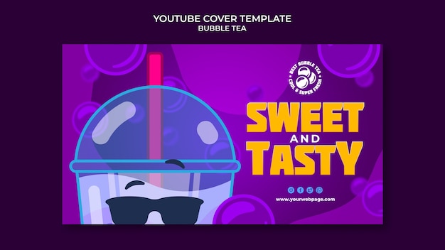 Free PSD bubble tea youtube cover template design