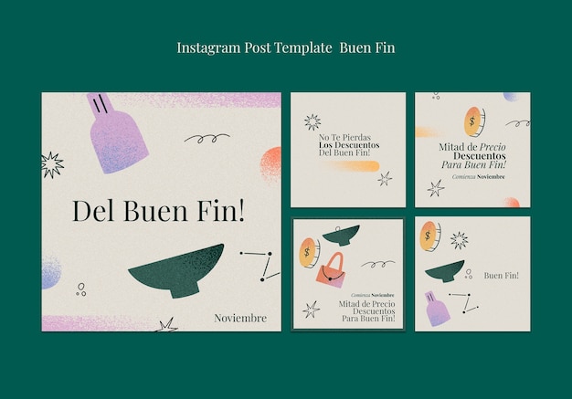 Free PSD buen fin event  instagram posts