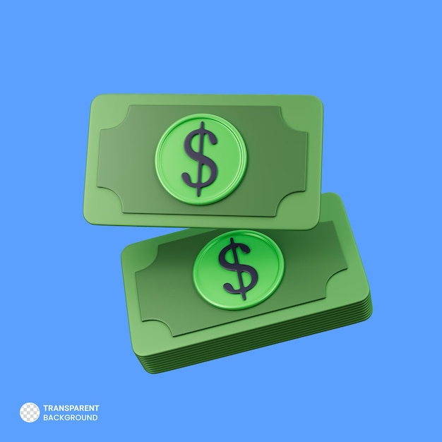 Bundle of dollar bills icon isolated 3d render illustration