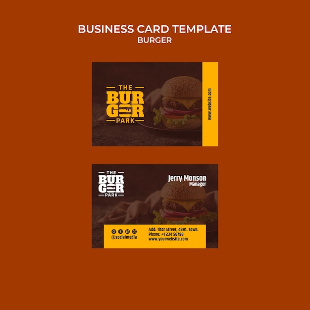 Free PSD burger business card template design