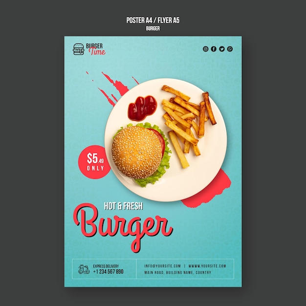 Free PSD burger concept flyer template