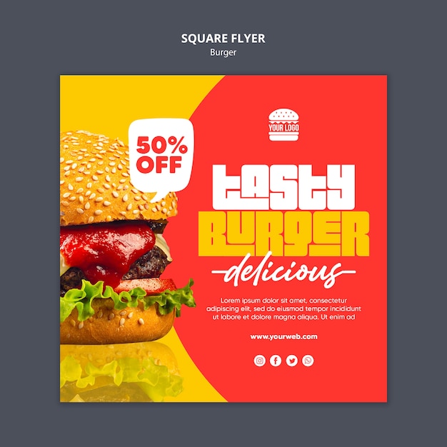 Burger concept square flyer template