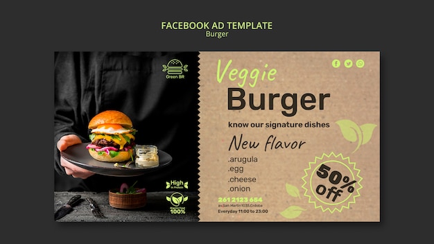 Free PSD burger facebook ad template design