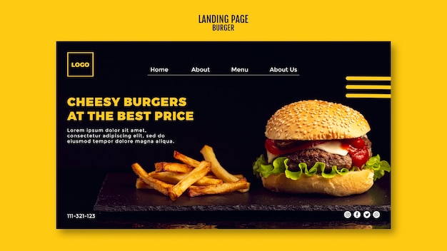 Free PSD burger instagram landing page template