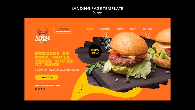 Burger landing page template design