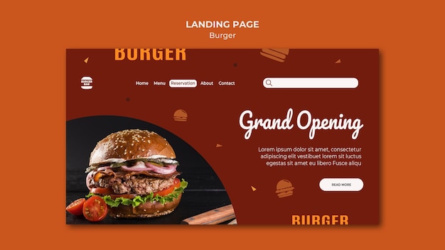 Free PSD burger landing page template