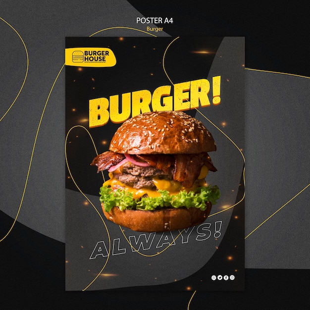 Free PSD burger poster template concept