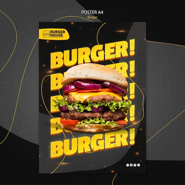 Free PSD burger poster template style