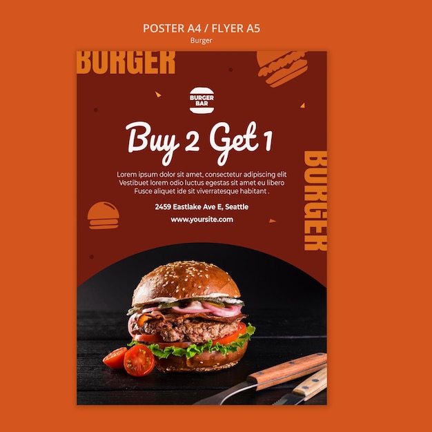 Free PSD burger poster template