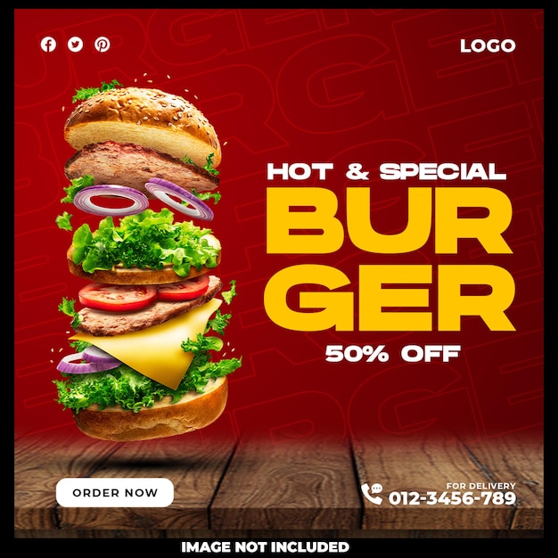 Free PSD burger social media post design