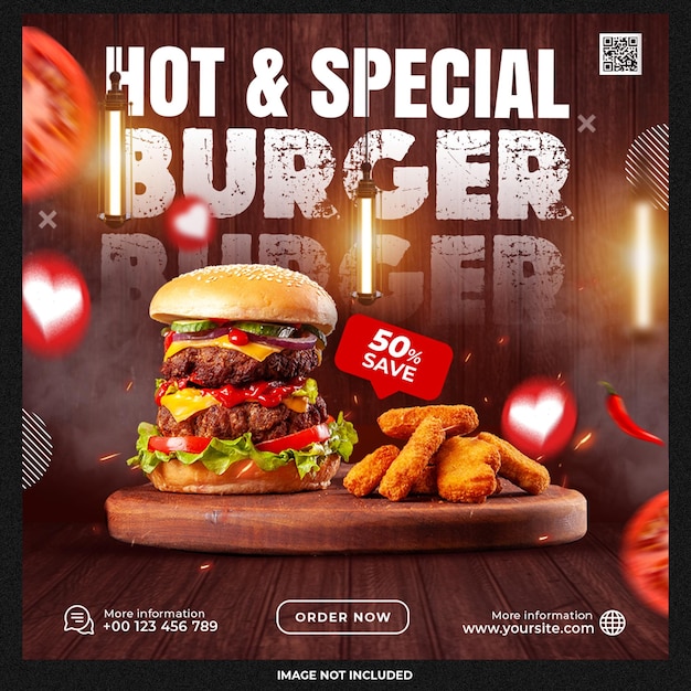 Burger social media template