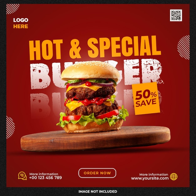 Free PSD burger social media template