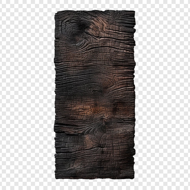 Free PSD burnt wooden plank isolated on transparent background