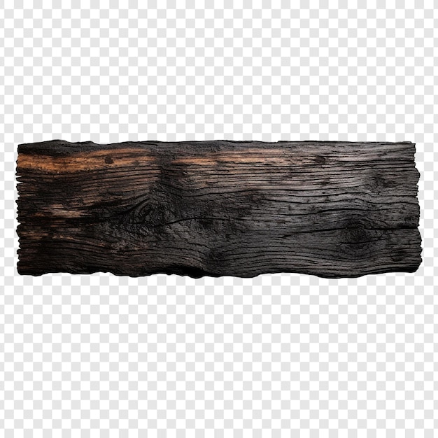 Free PSD burnt wooden plank isolated on transparent background